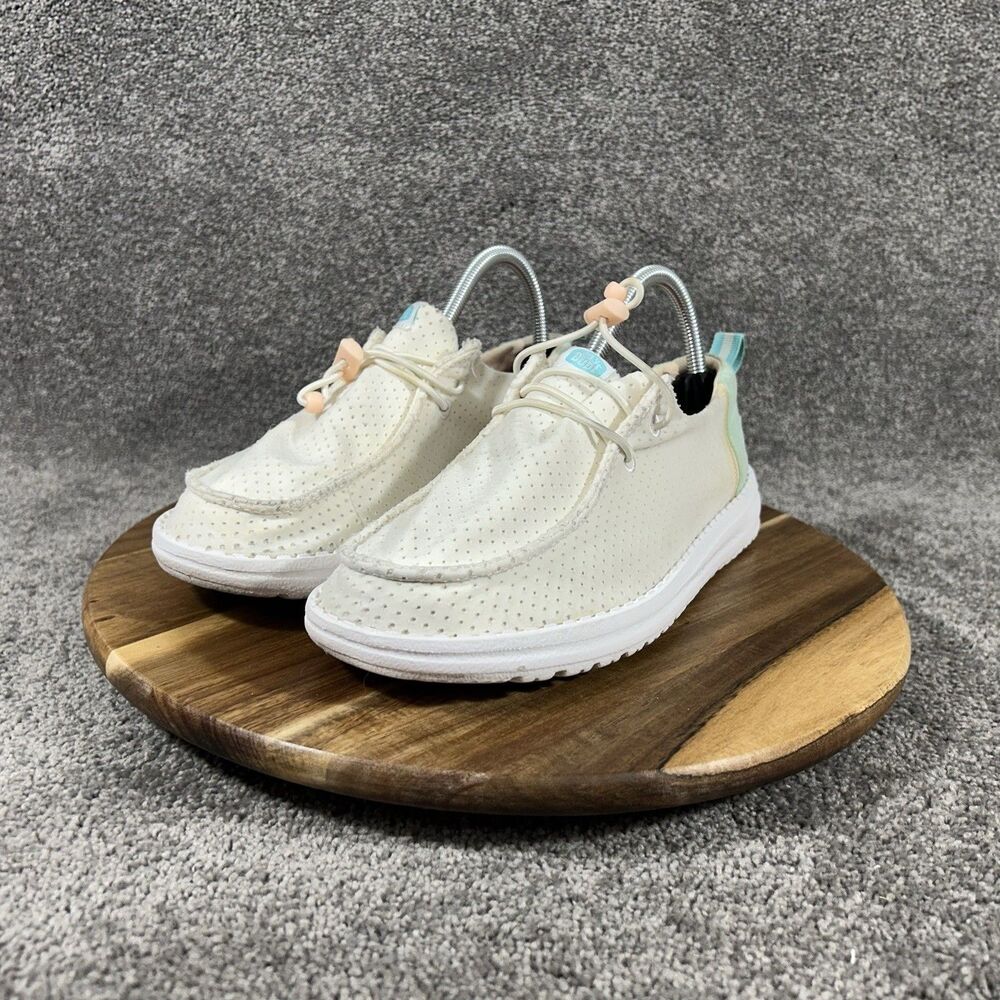 Hey Dude Wendy Perf Sport Women’s Sz 8 White Green Slip On Loafers Comfort Shoes - Picture 4 of 11